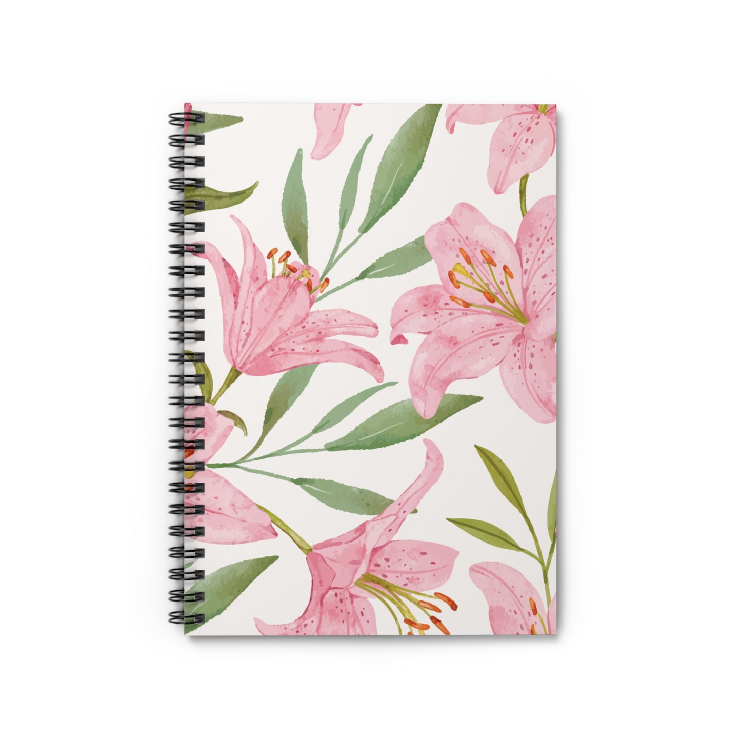 Pink Lily Floral Spiral Notebook - Ruled Journal for Notes & Gifts