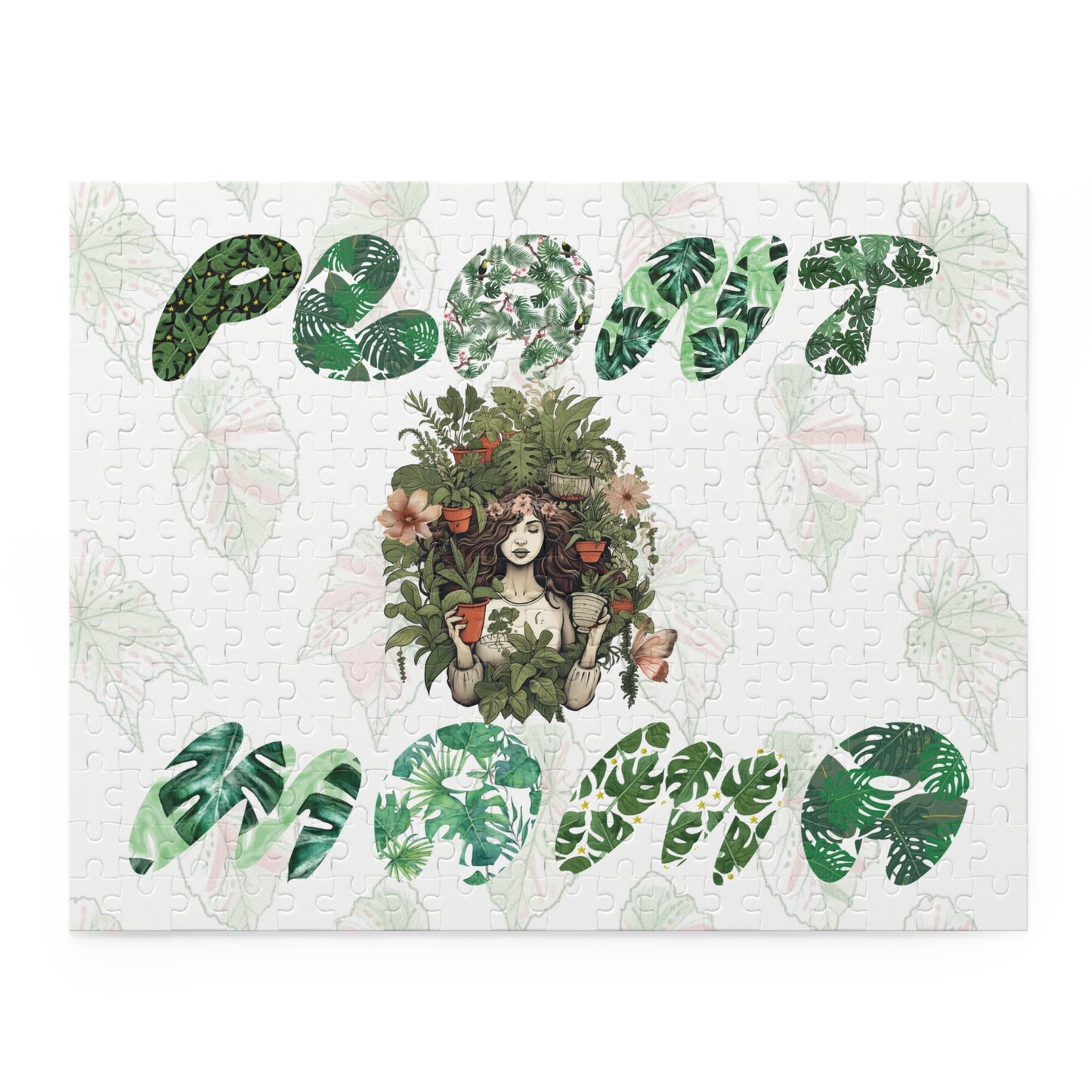 Plant Mama Puzzle — 120/252/500-Piece Botanical Jigsaw with “Plant Mama” Green Leaf Design