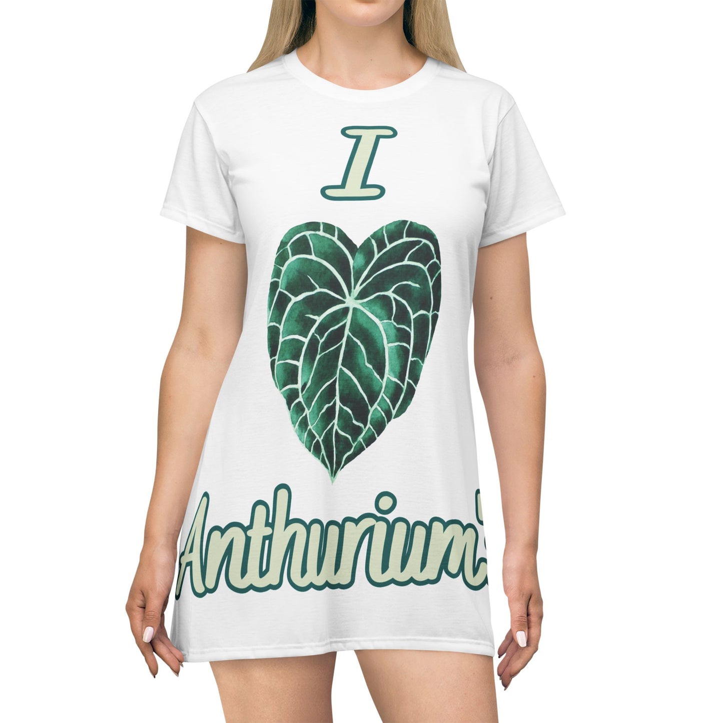 I Love Anthuriums T-Shirt Dress