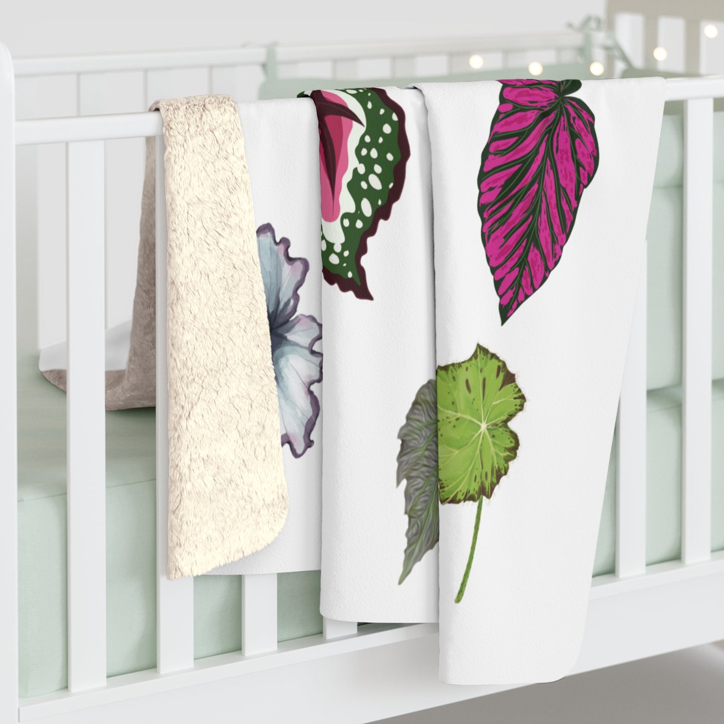 Begonia Mama Sherpa Blanket — Cozy Plant Mom Fleece Throw