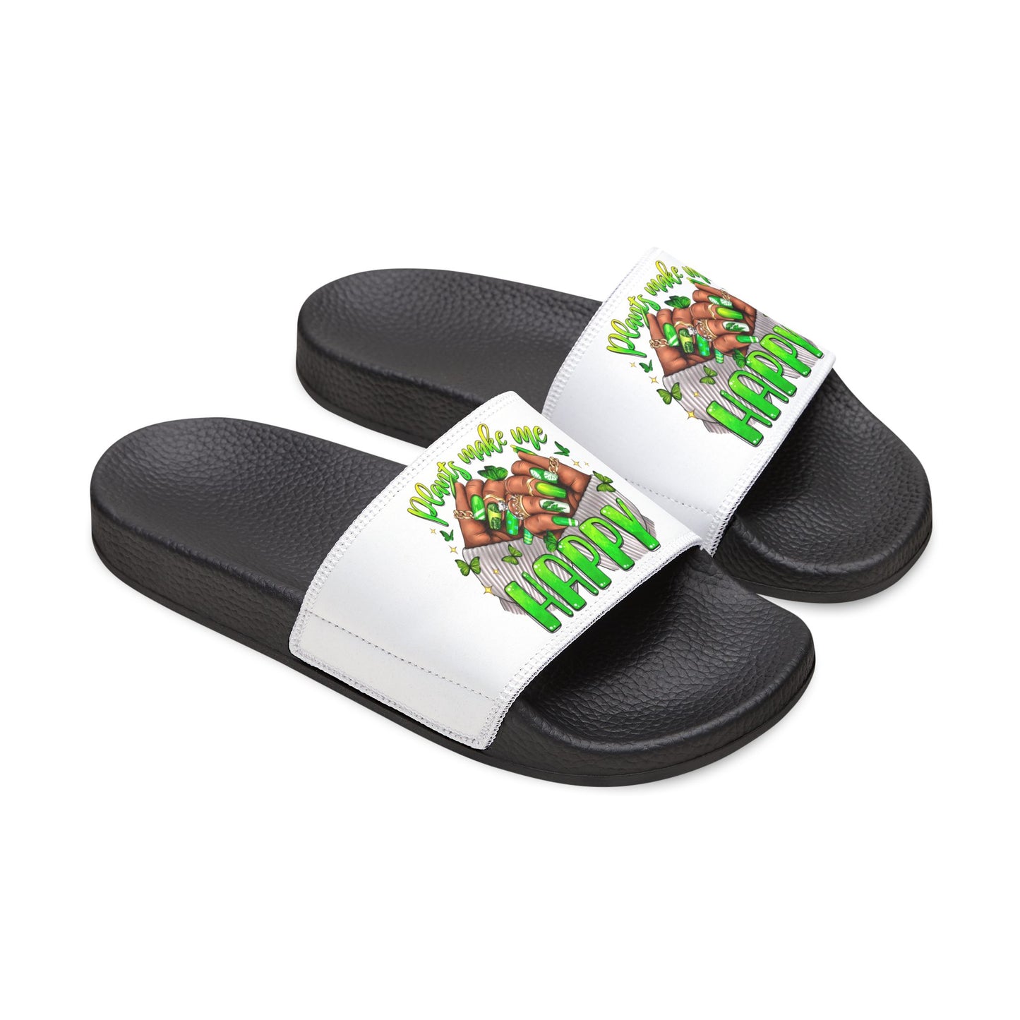 Plants Make Me Happy Women’s Removable-Strap Slides-Sandals
