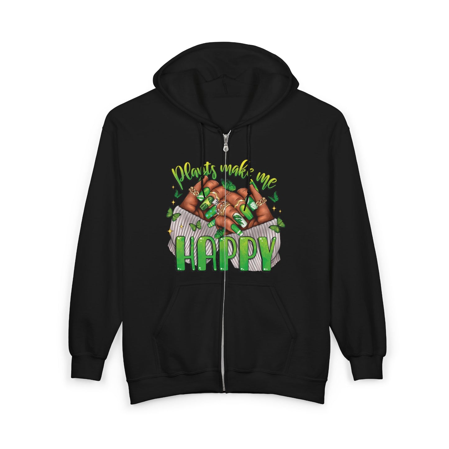 Plants Make Me Happy Zip Hoodie – Plant Nail Full-Zip Sweatshirt