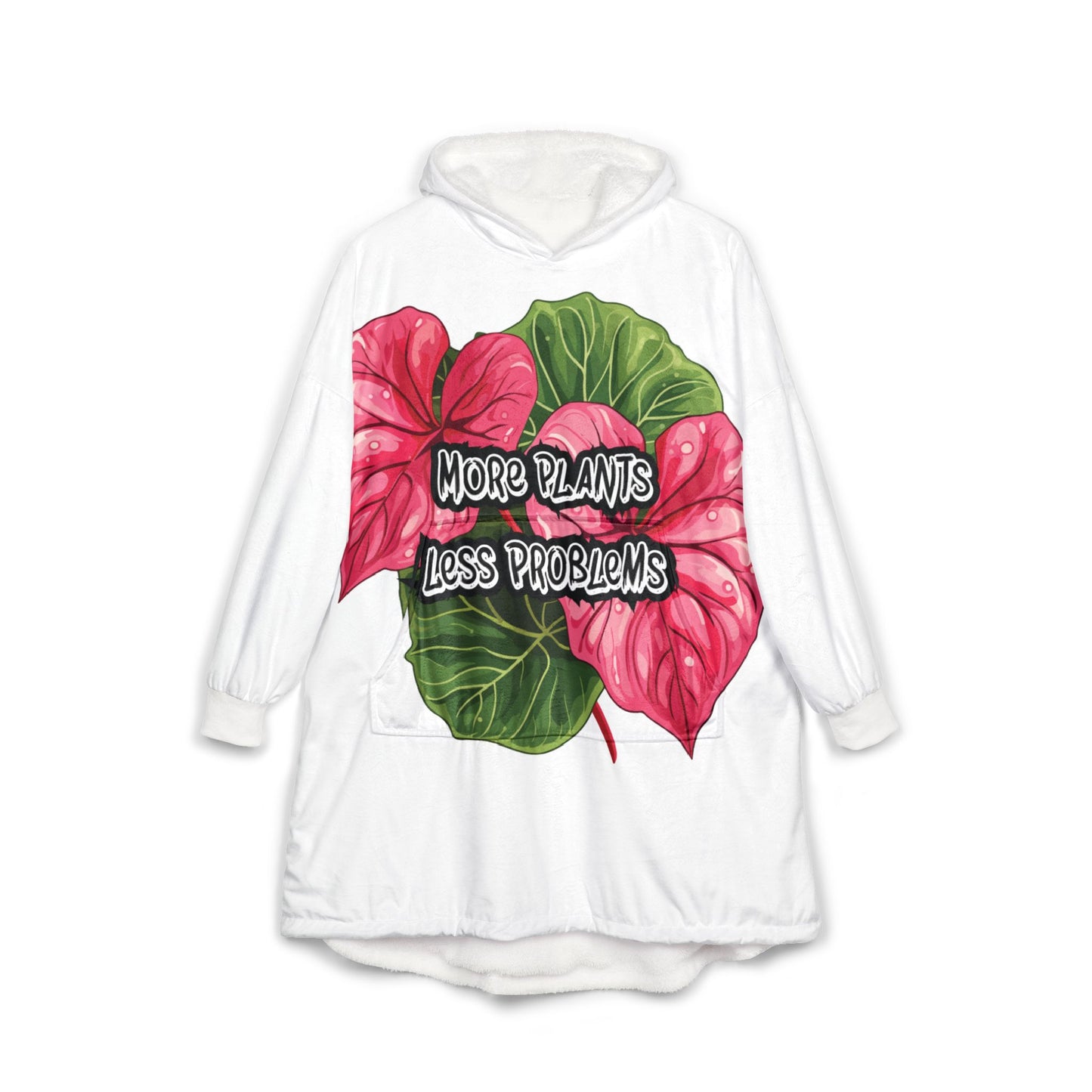 More Plants, Less Problems Hoodie Blanket, Cozy Plant Lover's