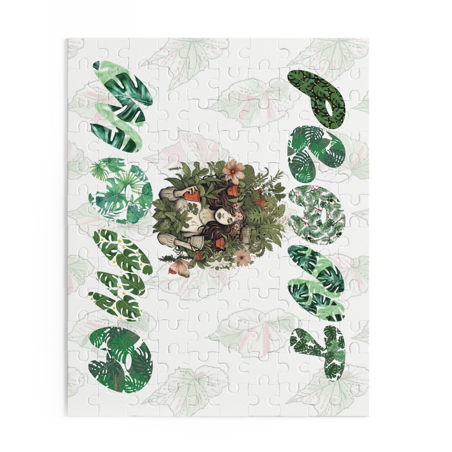 Plant Mama Puzzle — 120/252/500-Piece Botanical Jigsaw with “Plant Mama” Green Leaf Design
