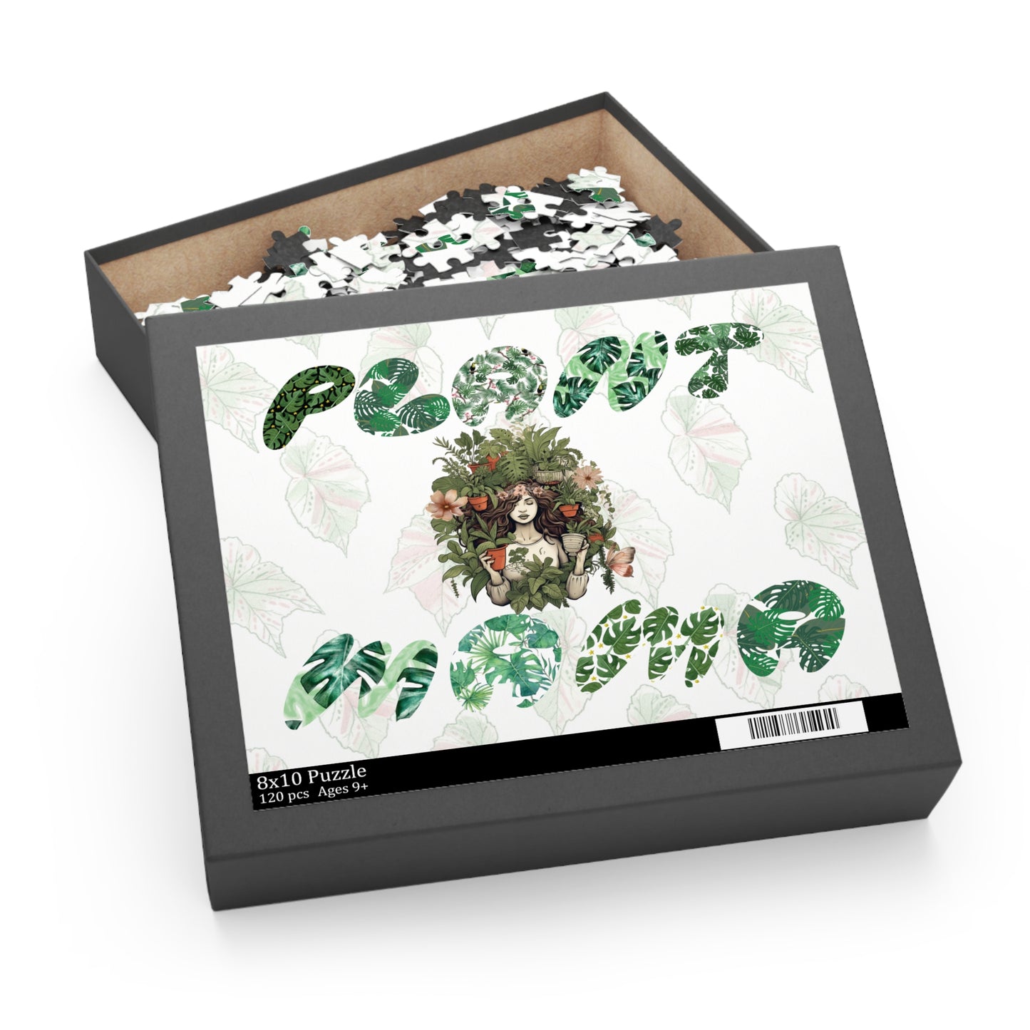 Plant Mama Puzzle — 120/252/500-Piece Botanical Jigsaw with “Plant Mama” Green Leaf Design