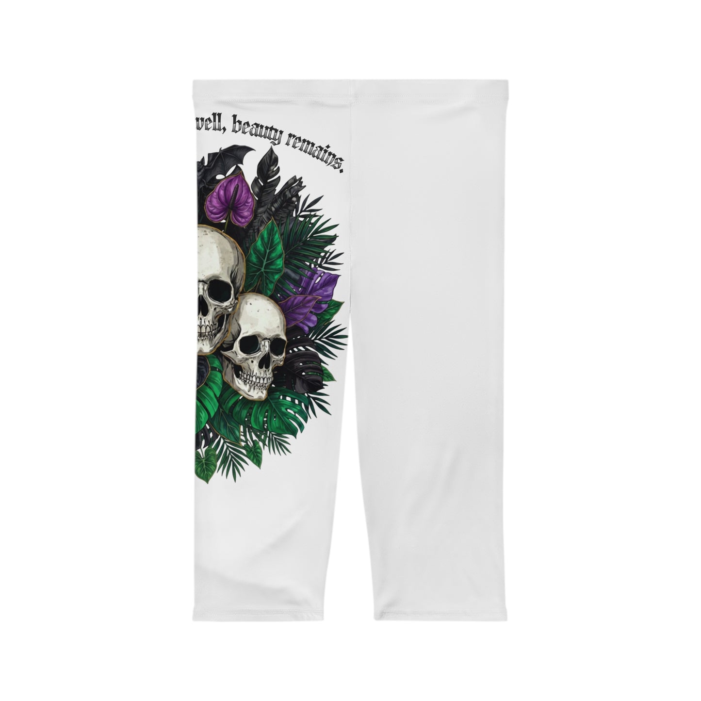 Skull & Purple Floral Capri Leggings