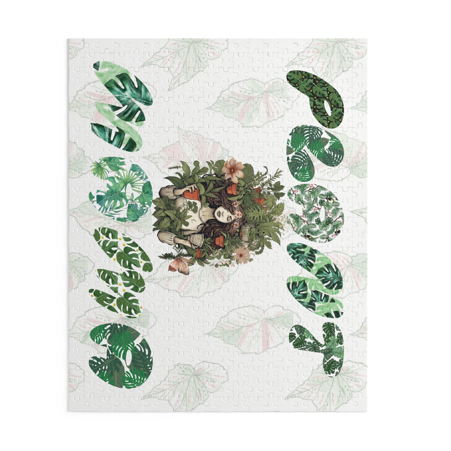 Plant Mama Puzzle — 120/252/500-Piece Botanical Jigsaw with “Plant Mama” Green Leaf Design