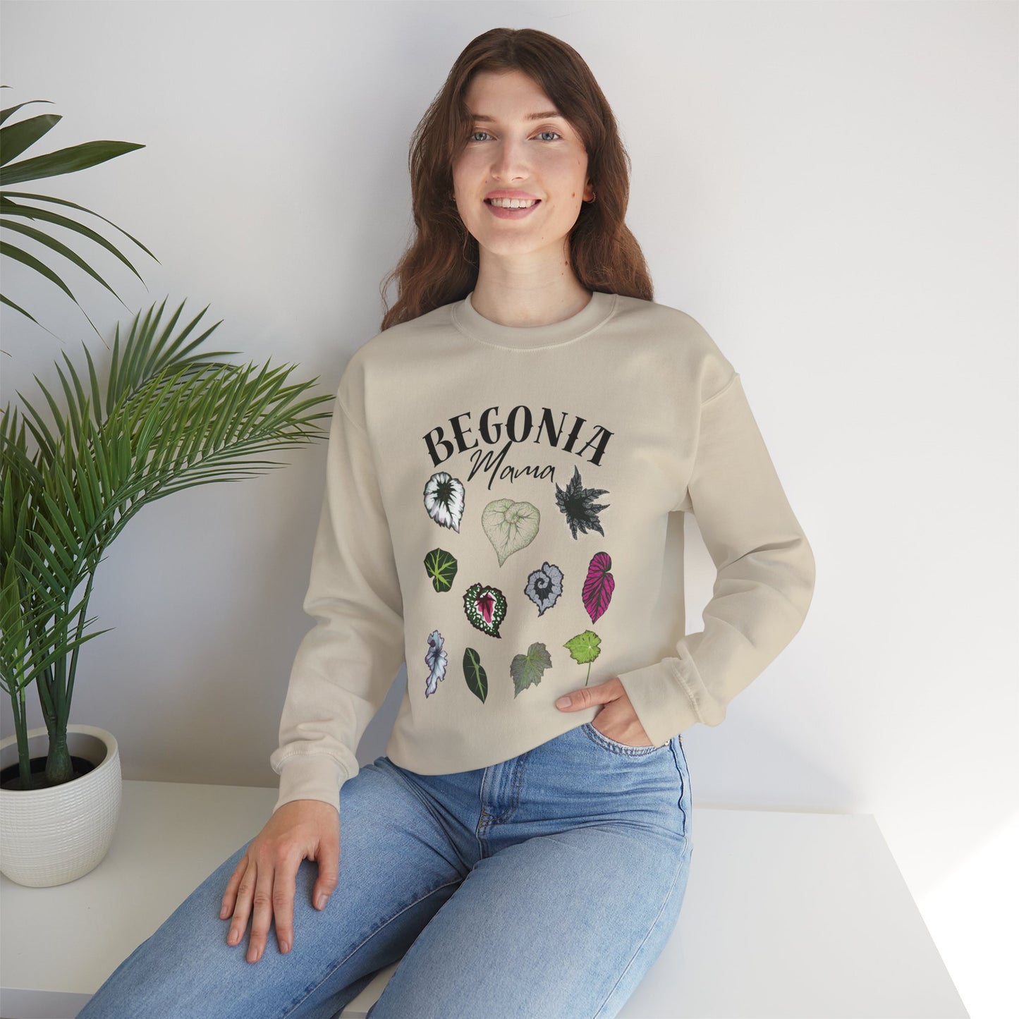 Begonia Mama Crewneck Sweatshirt — Botanical Plant Mom Pullover