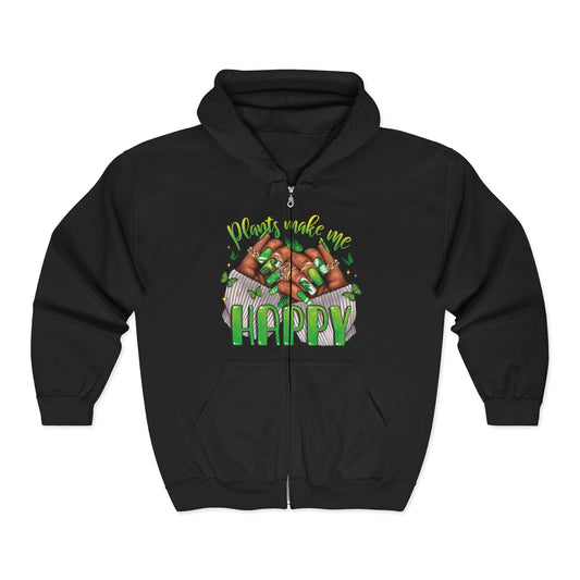 Plants Make Me Happy Zip Hoodie – Plant Nail Full-Zip Sweatshirt