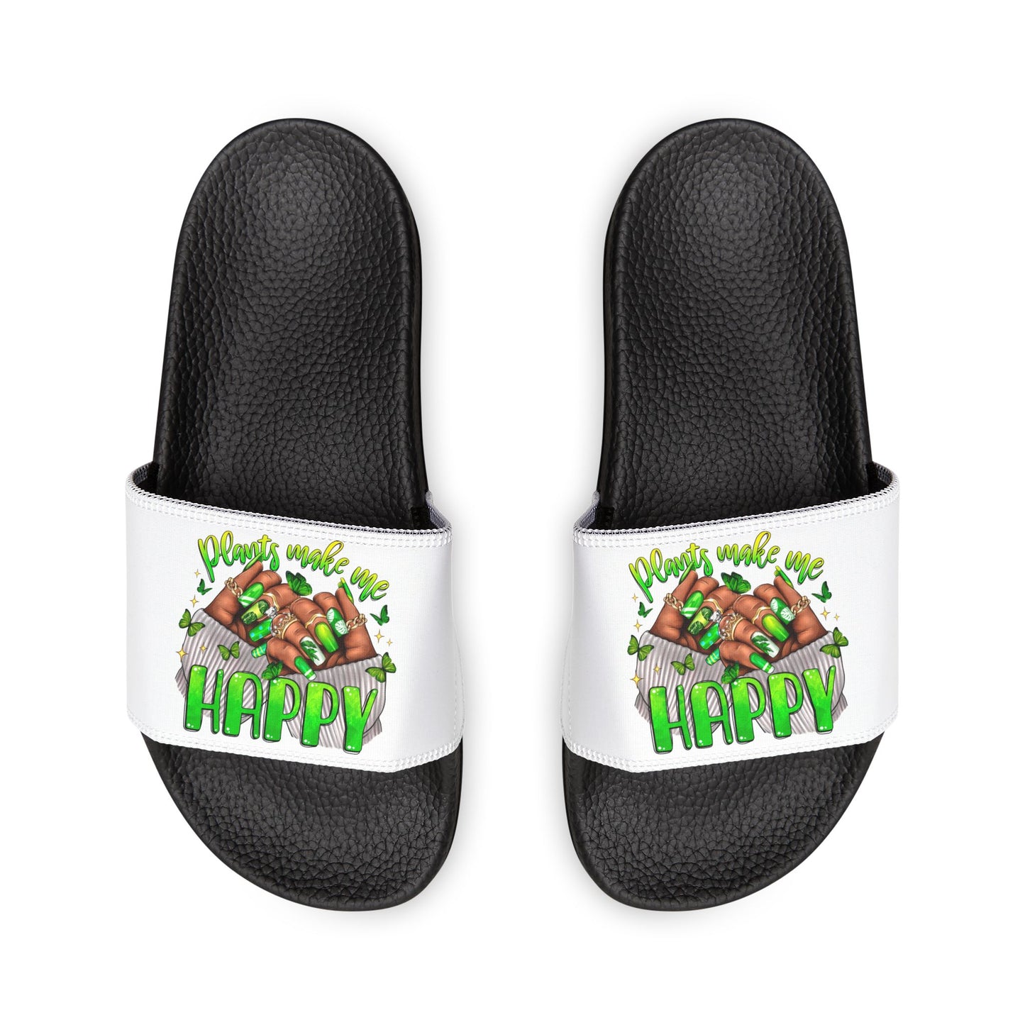 Plants Make Me Happy Women’s Removable-Strap Slides-Sandals