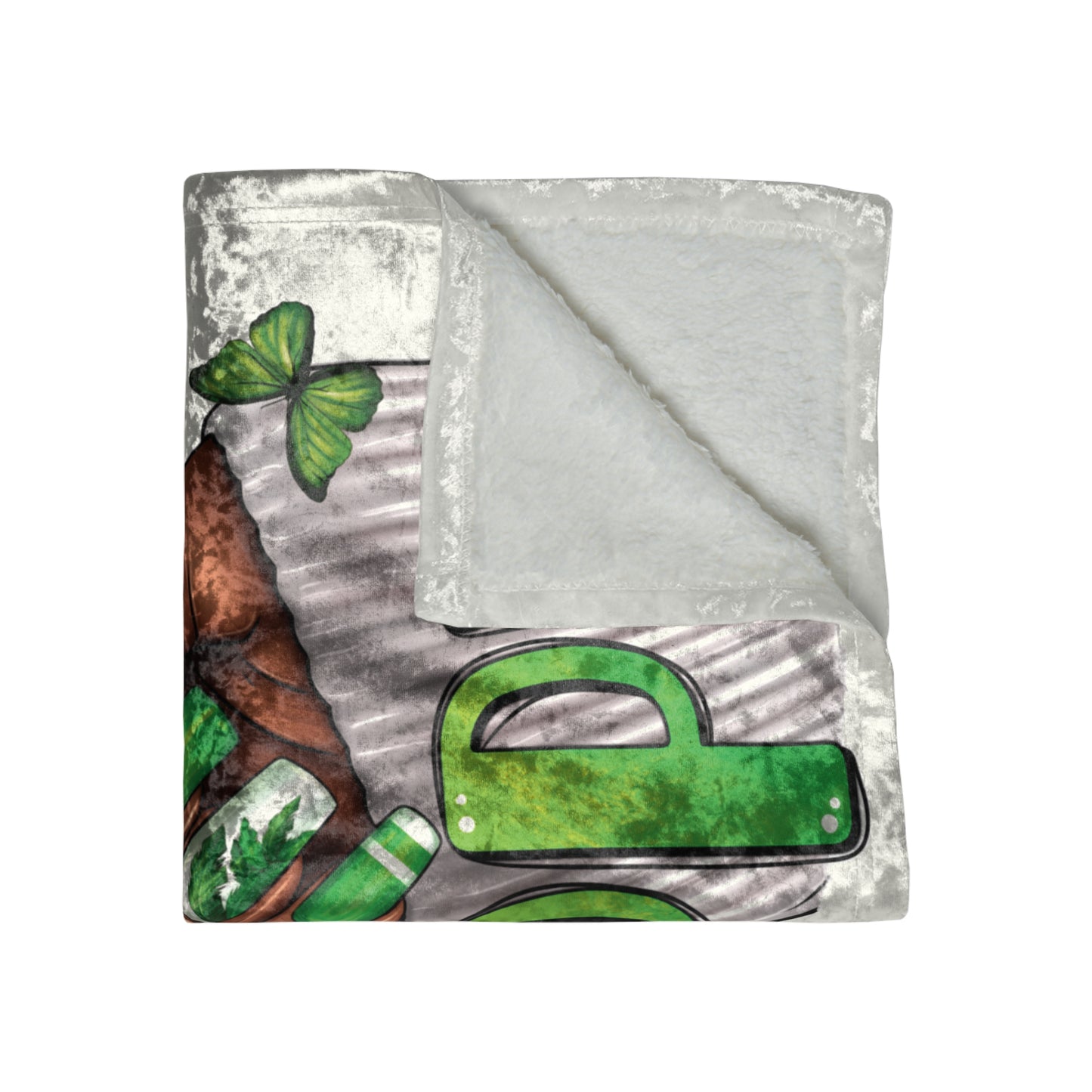 Crushed Velvet Blanket — "Plants Make Me Happy" Green Nail Plant Lover Throw