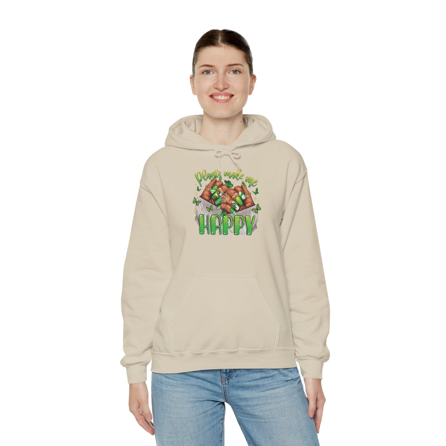 "Plants Make Me Happy" Cute Nail Hoodie Sweatshirt