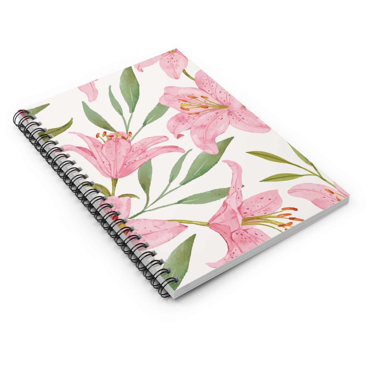 Pink Lily Floral Spiral Notebook - Ruled Journal for Notes & Gifts