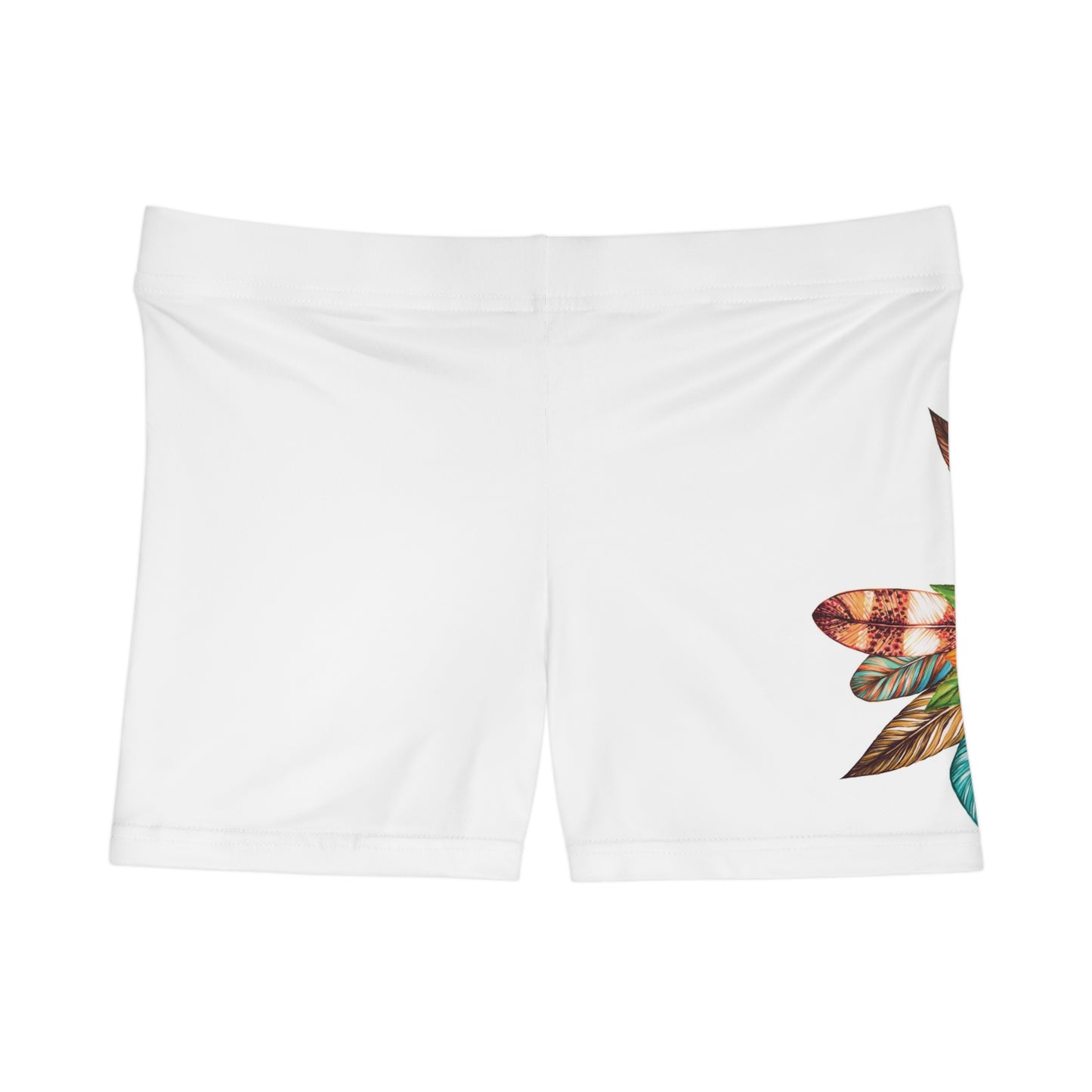 Sunflower Feather Womens Shorts — Floral Boho All-Over Print