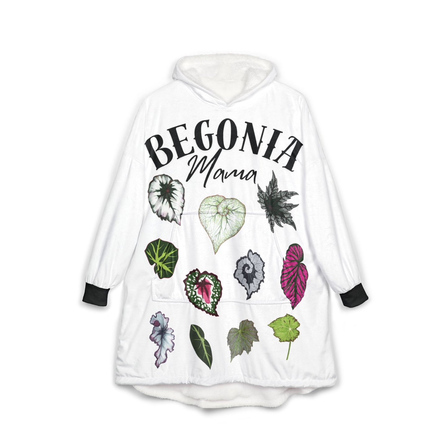 Begonia Mama Unisex Hooded Blanket for Cozy Plant Lovers