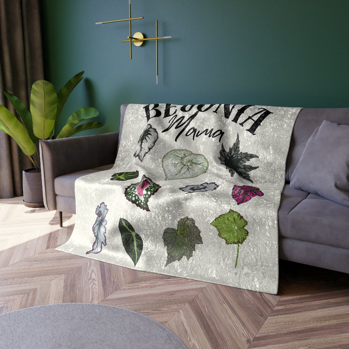 Begonia Mama Crushed Velvet Blanket — Houseplant Throw for Plant Lovers